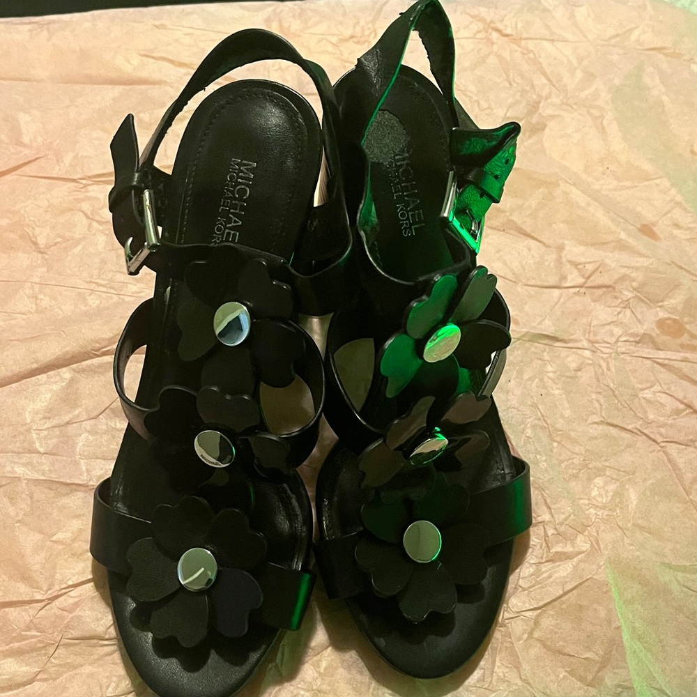 Michael Kors Black Floral Sandals